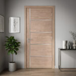EV Walnut Flush Door with Aluminium Strips (80") (ID: DR-1037) - Image 3