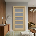 Clear Grade Pine Wood 5-Lite Frosted Glass Door (ID: DR-1034) - Image 3