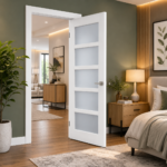 White-Primed 5-Lite Frosted Glass Door (96") (ID: DR-1019) - Image 3