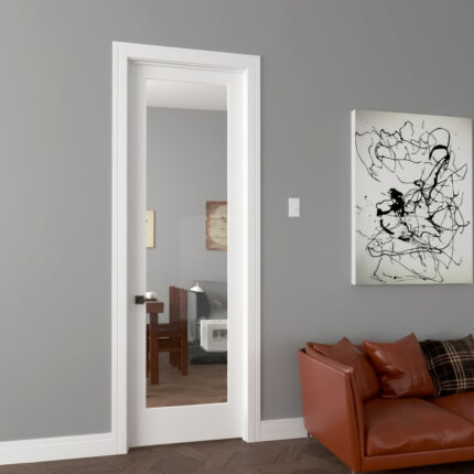 White Primed 1-Lite Clear Glass Door (96") (ID: DR-1021)
