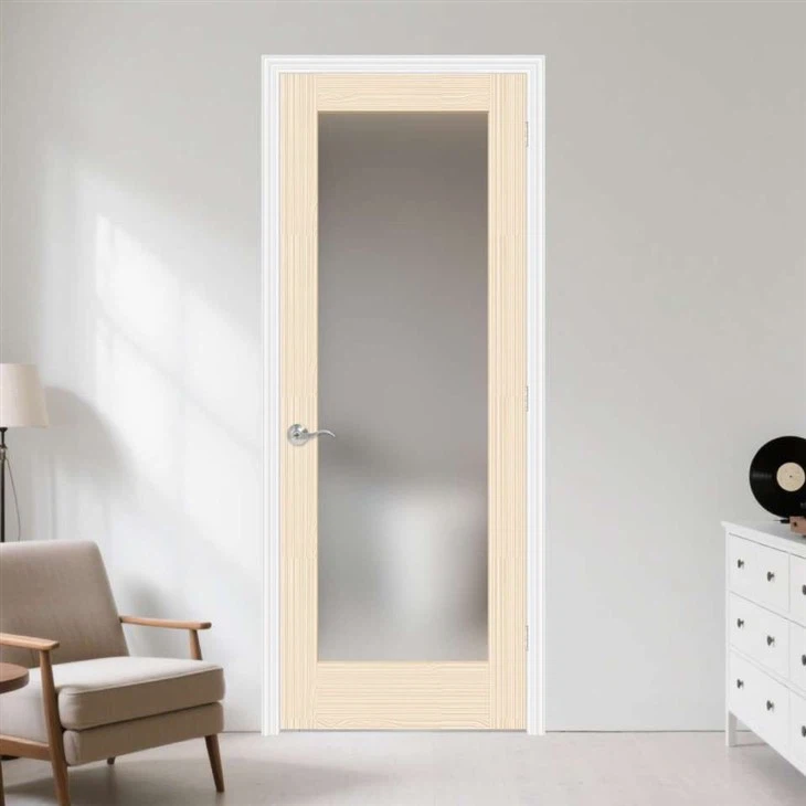 clear-grade-pine-wood-1-lite-frosted-glass4864c Clear Grade Pine Wood 1-Lite Frosted Glass Door (ID: DR-1033) - Image 1